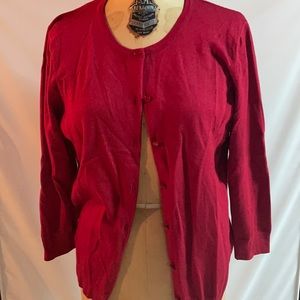 Red cardigan